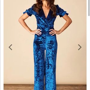 *Fundraiser* Blue velvet jumpsuit by SilkFred. UK 12 / US 8. NWOT.